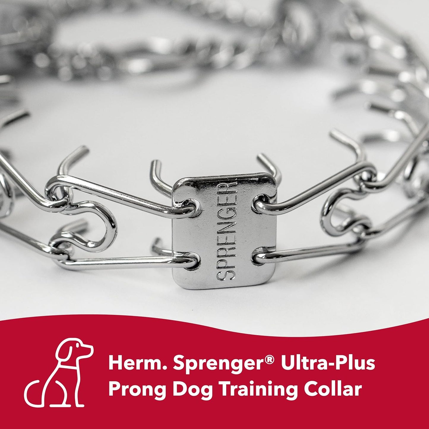 - Ultra-Plus Prong Dog Training Collar - Chrome - 3.8 Mm X 22" Neck Size; 25" Chain Length
