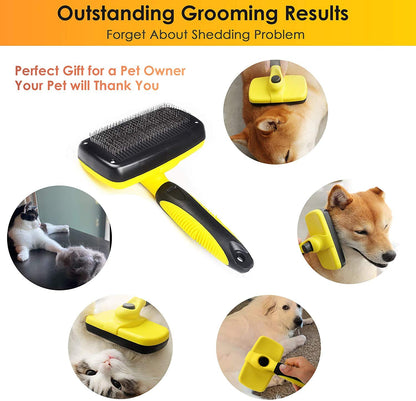 Dog/Cat Brush for Shedding and Grooming,Self-Cleaning Slicker Brush for Dogs/Cats,Pet Hair Brush Grooming Tools