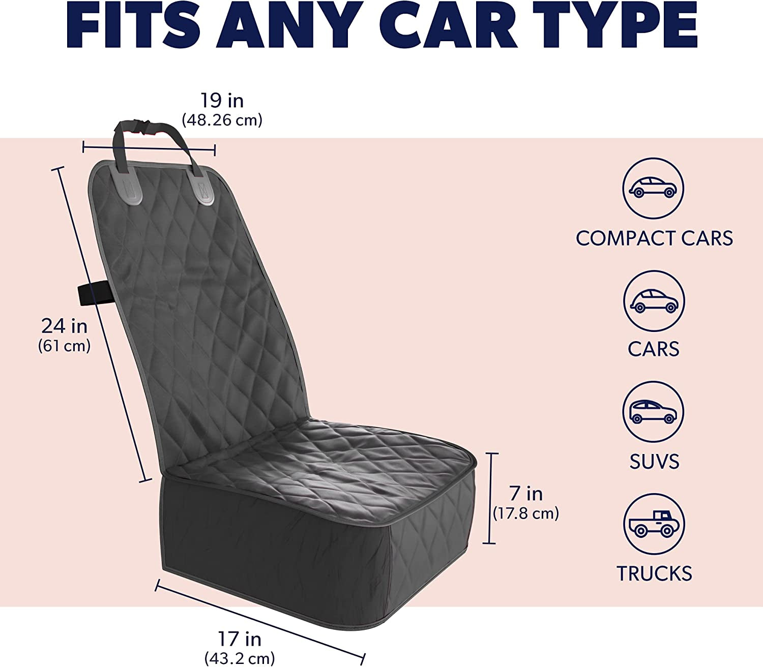 Dog Car Seat Cover, Waterproof Front Seat Protector for SUV Truck Sedan, Pet Safety Travel Comfort System with Universal Fit, Black