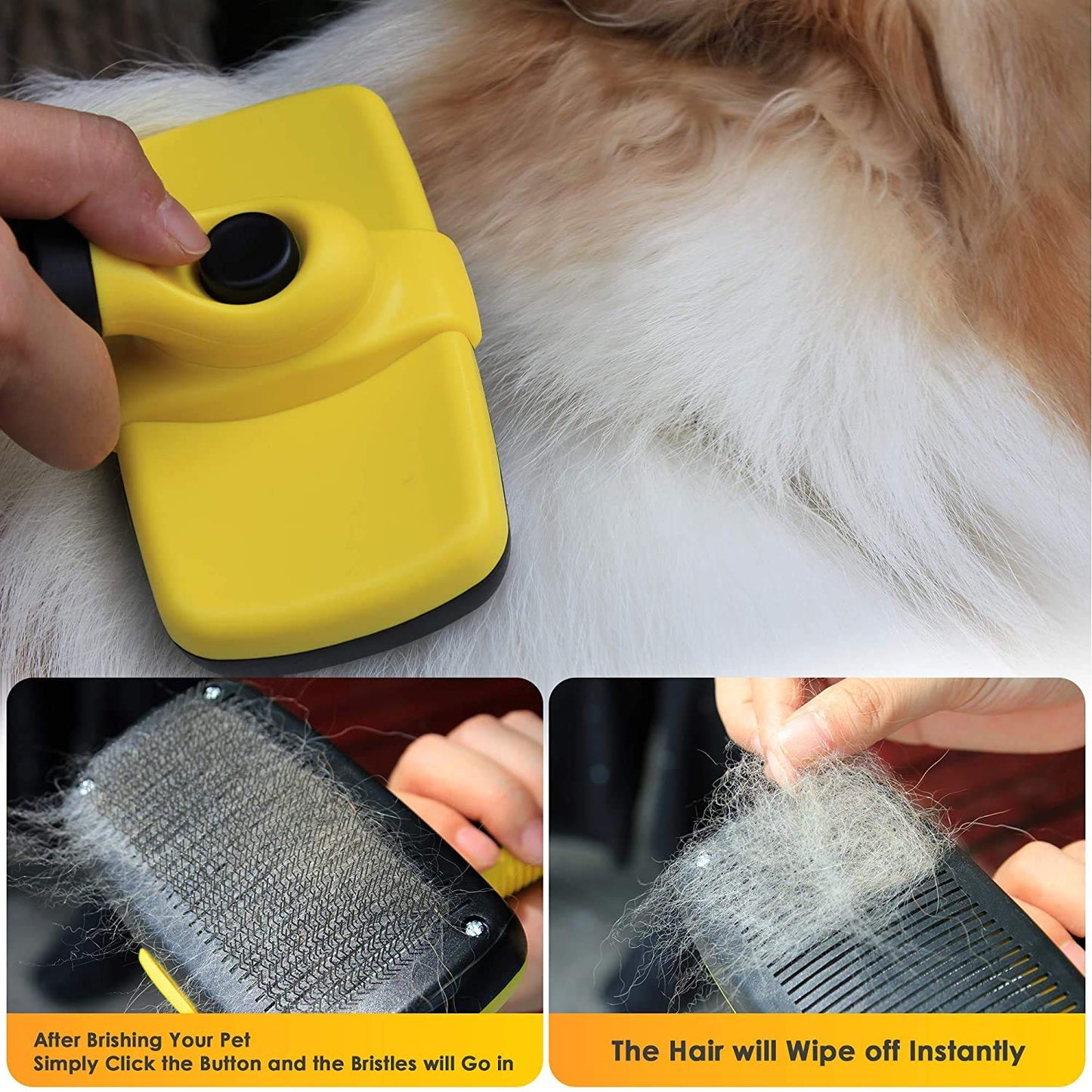 Dog/Cat Brush for Shedding and Grooming,Self-Cleaning Slicker Brush for Dogs/Cats,Pet Hair Brush Grooming Tools