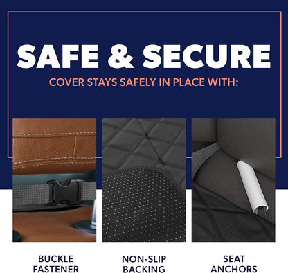Dog Car Seat Cover, Waterproof Front Seat Protector for SUV Truck Sedan, Pet Safety Travel Comfort System with Universal Fit, Black
